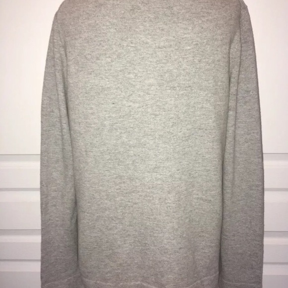 J Crew Sz L Wool Blend Gray Sweater Black Lace - Picture 5 of 8